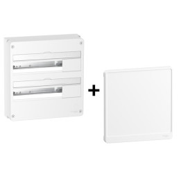 Schneider - Resi9 - Coffret 2 Rangées de 18 Modules + Porte Blanche -Réf. : R9H18402+R9H18422