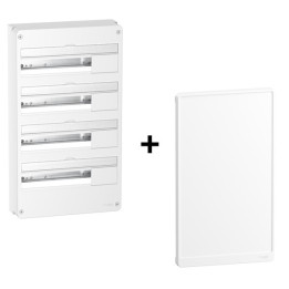 Schneider - Resi9 - Coffret 4 Rangées de 18 Modules + Porte Blanche - Réf. : R9H18404+R9H18424
