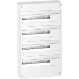 Schneider - Resi9 - Coffret 4 Rangées de 18 Modules + Porte Blanche - Réf. : R9H18404+R9H18424