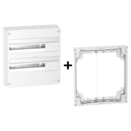 Schneider - Resi9 - Coffret 2 Rangées de 18 Modules + Rehausse - Réf. : R9H18402+R9H18759