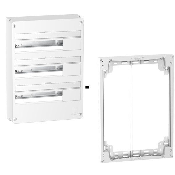 Schneider - Resi9 - Coffret 3 Rangées de 18 Modules + Rehausse - Réf.:  R9H18403+R9H18760