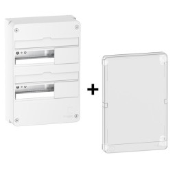 Schneider - Resi9 - Coffret 2 Rangées de  13 Modules + Porte Transparente - Réf. :  R9H13402+R9H13426