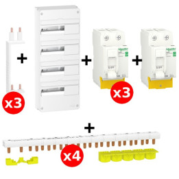 Schneider - RESI9 XP- Coffret 4Rx13M+ 3ID  63A AC+ 1ID 63A A+ Barette V+H - Réf.:R9H13404+R9PXVx3+R9PXH213x4+R9PRA263+R9PRC263x3
