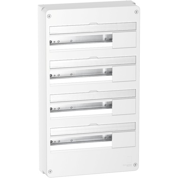 Schneider - Resi9 - Coffret 4 Rangées de 18 Modules + Borniers 3 Phases + 1 Neutre - Réf. : R9H18404+R9H13411P