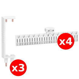 Schneider - Resi9 XE - LOT de 3 Peignes Verticales + 4 Horizontales 13M - Ideal Tableaux 4 rangées - Réf. : R9EXHC13x4+R9EXVx3