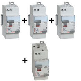 LEGRAND - LOT de 4 Inter Différentiels DX3 - AUTO - 3ID 40A AC - 1ID 40A  A - Réf. : 411632x3 + 411638