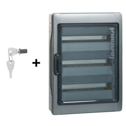 Legrand - Plexo³ - Coffret étanche + Serrure - 3 Rangées 18 modules - IP65/IK09 - Ref. : 001926+001966