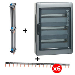 Legrand - Plexo³ - Coffret étanche + Peigne Vertical + Peignes Hori. - 3 Rangées de 18 Modules - Ref. : 001926+405004+404928x6