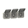 Legrand - Plexo L - Triple prise précâblée 2P+T - 16A - 230V - composable - Gris - horizontale - IP55/IK07 - Réf : 069564L
