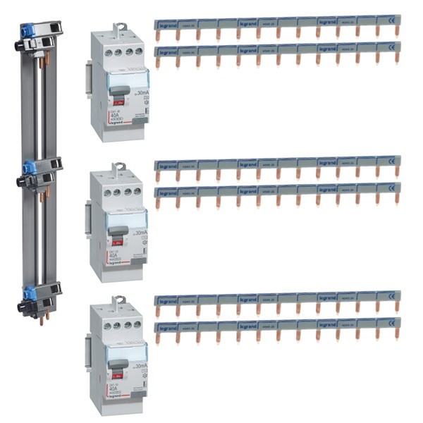 LEGRAND - LOT de 2ID 40A type AC + 1ID 40 Type A + Peignes Vertical 3R et 6 Horizontaux - Réf. : 405001+411617+411611x2+404926x6