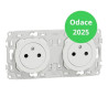 Schneider - Odace 2025 - Double PC 2P+T affleurante - Précâblée - Blanc craie - Réf : S920062