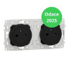 Schneider - Odace 2025 - Double PC 2P+T affleurante - Précâblée - Noir onyx - Réf : S940062