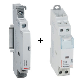 Legrand - Contacteur de puissance 2P bobine 230V - 25A - 2F + auxiliaire - Réf. : 412523 + 412429