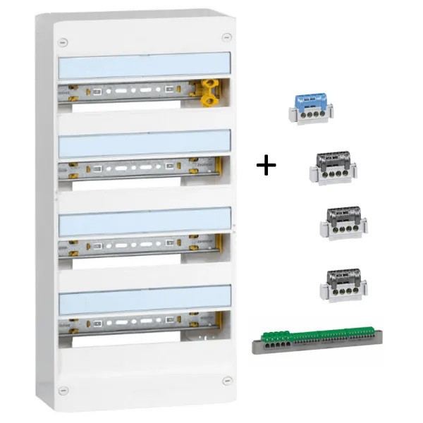 Legrand - DRIVIA - Coffret 4x13 + Bornier 3 Phases + Neutre - Ref. : 401214+004850x2