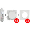 Legrand - Télérupteur CX3 - Unipolaire 16A + 3 Poussoirs + 3 Plaques Odace 2011 - Réf. : 412408+s520702x3+s520206x3
