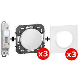 Legrand - Télérupteur CX3 + 3 Poussoirs Dooxie + Plaques- Ref. : 412408 + 600004x3 + 600801x3