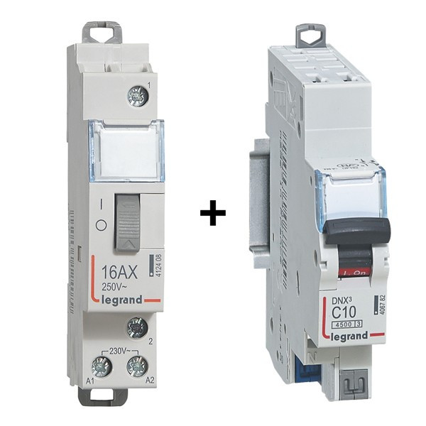 Legrand - Télérupteur CX3 - Unipolaire 16A - 230V + disjoncteur 10A DNX3 AUTO - Réf. : 412408+406782