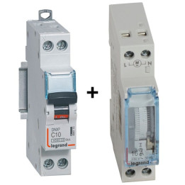 Legrand - Interrupteur horaire journalier analogique + disjoncteur 10A DNX3 - Réf. : 412780+406773