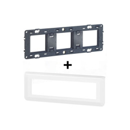 Legrand - Mosaic - Plaque 8 modules horizontal + Support - Réf. : 078818L+080253
