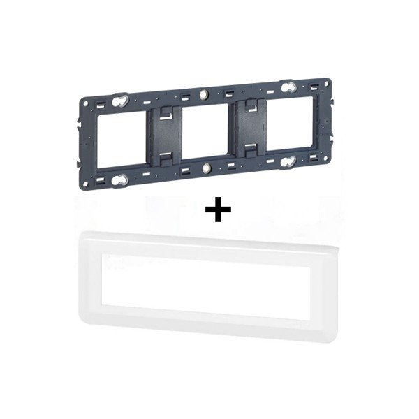 Legrand - Mosaic - Plaque 8 modules horizontal + Support - Réf. : 078818L+080253