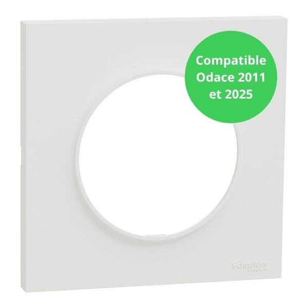 Schneider - Odace Origine 2025 - Plaque de finition 1 poste - Compatible Odace 2011 - Blanc craie - Réf : S929702