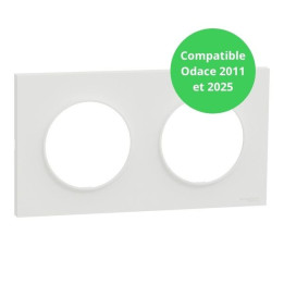 Schneider - Odace Origine 2025 - Plaque de finition 2 postes - Compatible Odace 2011 - Blanc craie - Réf : S929704