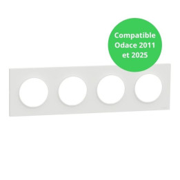 Schneider - Odace Origine 2025 - Plaque de finition 4 postes - Compatible Odace 2011 - Blanc craie - Réf : S929708