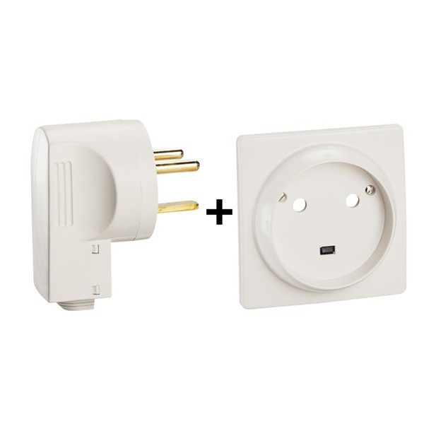 Legrand - Socle 32A - Plast - 2P+T - à VIS - éclips + Fiche 2P+T 32A - Réf. : 055812+055802