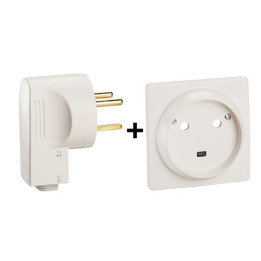 Legrand - Socle 32A - Plast - 2P+T - à VIS - éclips + Fiche 2P+T 32A - Réf. : 055812+055802