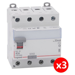 LEGRAND - Interrupteur différentiel DX3-ID 4P 40A - 30mA - AC - Réf. : 411661x3