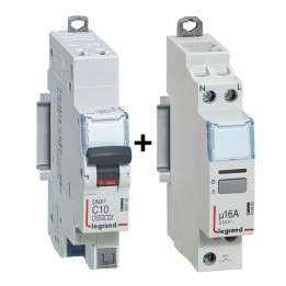 Legrand - Télérupteur CX3 silencieux unipolaire 16A - 230V + Disjoncteur 10A DNX3 AUTO - Réf. : 412400+406782
