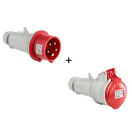 Digital - Fiche mâle 3P+N+T 32A + Fiche femelle - 380V - IP44 - Réf. : 51318+51418
