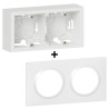 Legrand - Dooxie - Cadre saillie 2 postes + Plaque - Blanc - Ref. : 600042 + 600802