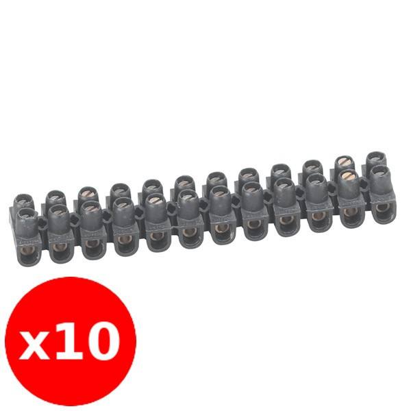 Legrand - Barrette de connexion Nylbloc - Bornier 12 pôles 6 mm2 à vis - Réf. : 034213x10