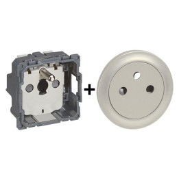 Legrand - Céliane - Mécanisme PC + Enjoliveur Titane - 2P+T 16A - Réf. : 067111+068411