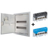 Legrand - Coffret encastré 2x12+2 avec porte métal extra plate + Borniers PH et N - Ref. : 001532+004816+004815