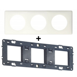 Legrand - Céliane - Plaque de finition 3 postes + Support - Blanc - Réf. : 066633+080253