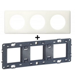 Legrand - Céliane - Plaque de finition 3 postes + Support - Blanc - Réf. : 066633+080253