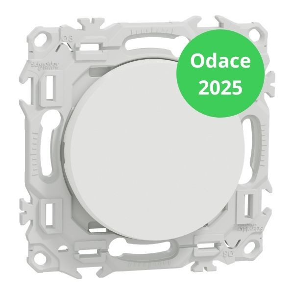 Schneider - Odace 2025 - Va et Vient ou Poussoir - Avec neutre - 10AX - Blanc craie - Réf : S920204N