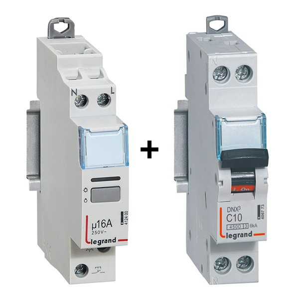 Legrand - Télérupteur CX3 Silencieux unipolaire 16A - 230V + disjoncteur 10A DNX3 - Réf. : 412400+406773