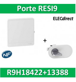 Schneider - Resi9 - porte styl Blanc coffret 18M - 2R + serrure avec clé - R9H18422+R9H13388