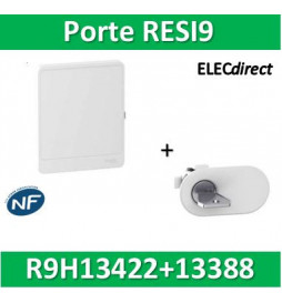 Schneider - Resi9 - porte styl Blanc coffret 13M - 2R + serrure avec clé - R9H13422+R9H13388