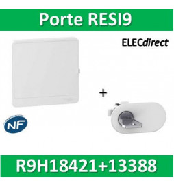 Schneider - Resi9 - porte styl Blanc coffret 18M - 1R + serrure avec clé - R9H18421+R9H13388