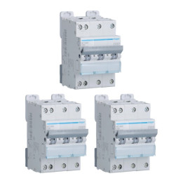 Hager - LOT de 3 Disjoncteurs 20A - 3P+N - 6-10kA- Courbe C - 3 Modules - Réf. : NFT820x3