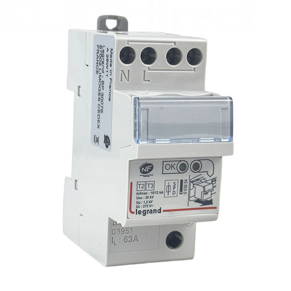 Legrand - Parafoudre bipolaire 220V - 12KA - Type 2 LEXIC avec protection intégrée - Réf : 003951