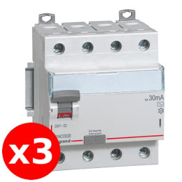 LEGRAND - Interrupteur différentiel DX3-ID 4P 40A - 30mA - Type A - Réf. : 411675x3
