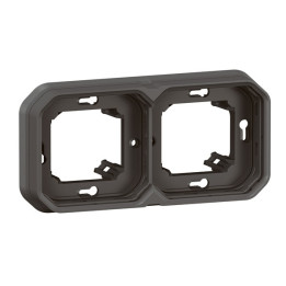 Legrand - Plexo L - Support plaque étanche - Encastré - 2 postes - Horizontal ou vertical - Anthracite - Réf : 069607L