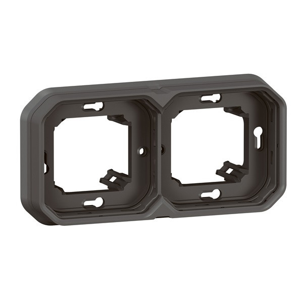 Legrand - Plexo L - Support plaque étanche - Encastré - 2 postes - Horizontal ou vertical - Anthracite - Réf : 069607L