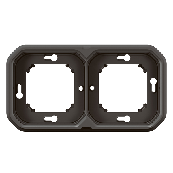 Legrand - Plexo L - Support plaque étanche - Encastré - 2 postes - Horizontal ou vertical - Anthracite - Réf : 069607L
