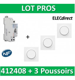 Legrand - Télérupteur CX3 - Unipolaire 16A + 3 Poussoirs Odace - 412408+s520702x3+s520206x3